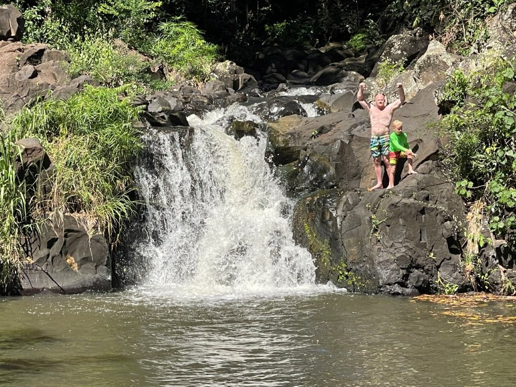 Chad and Declan at Kapena Falls Chad and Declan at Kapena Falls