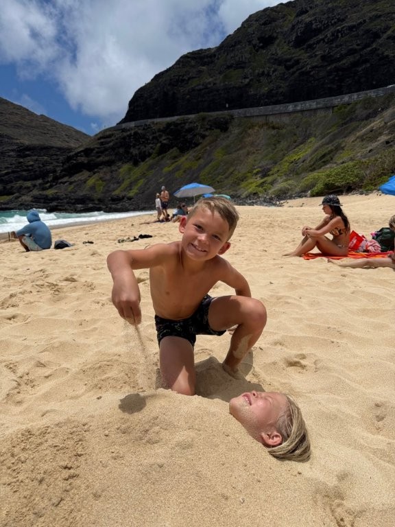 Hudson and Declan at Makapuu Hudson and Declan at Makapuu