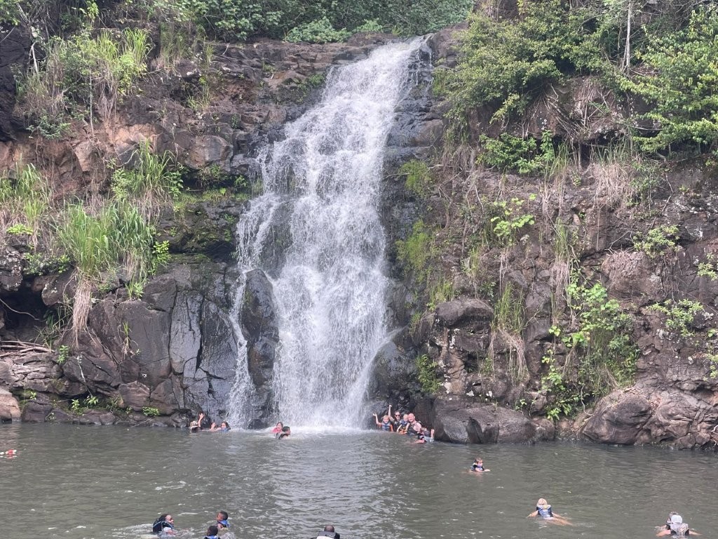Chad's family at the base of Waimea Falls Chad's family at the base of Waimea Falls