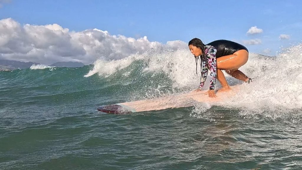 Myra catching a wave Myra catching a wave