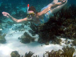 Deanna snorkeling at Grand Cayman Island