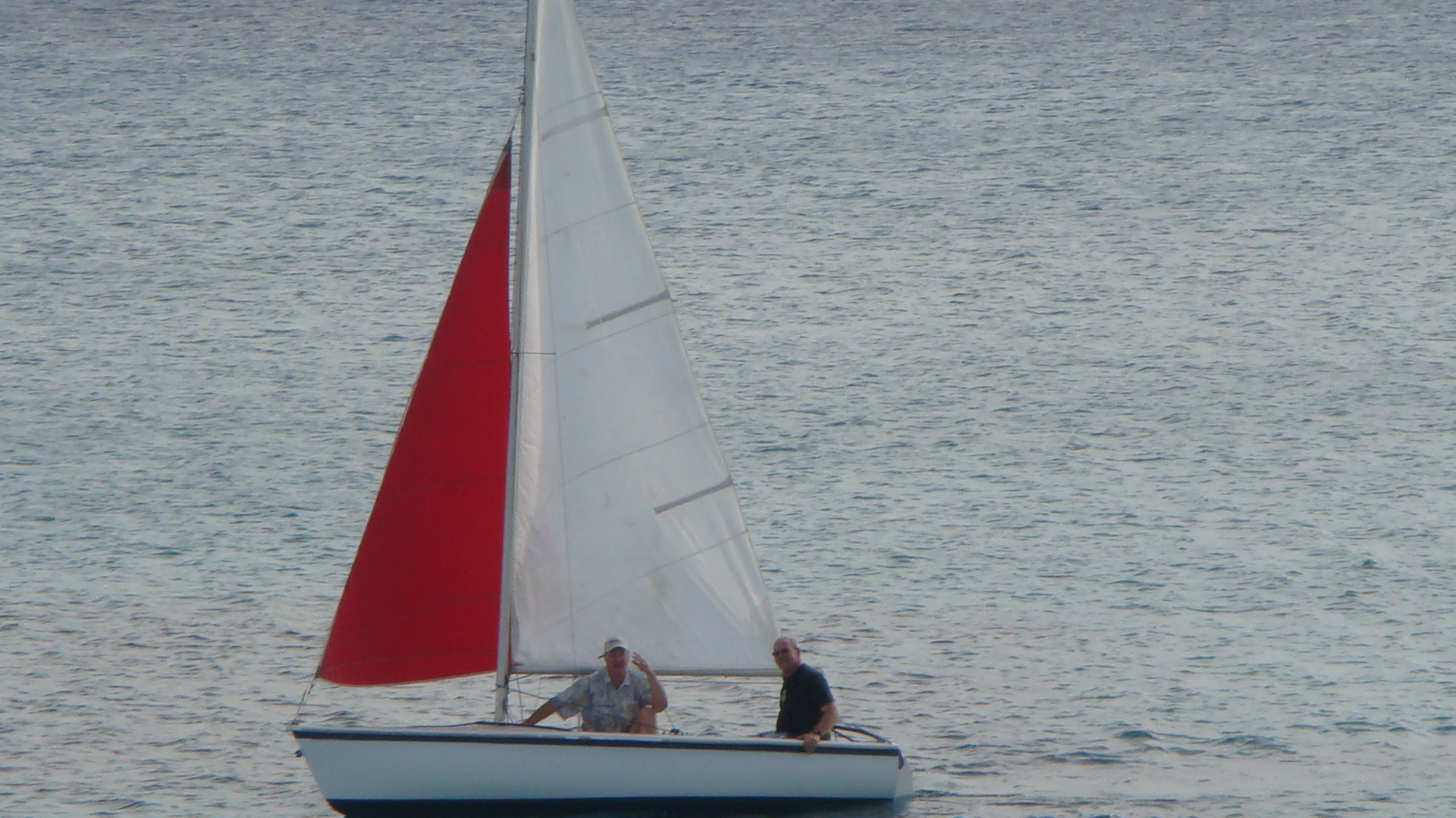 Sandy and Willy in Willy's sailboat