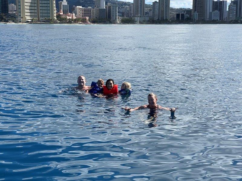 Swimming from boat at Waikiki