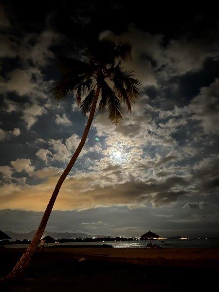 Moon at night over the Pearl Harbor Channel