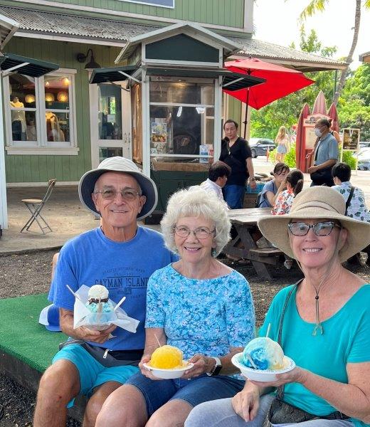 Dave, Dorothy and Brenda with Shave Ice