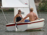 Nickole and Chad sailing on Hume Lake