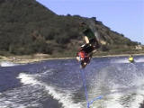 Chad backflips on a wakeboard