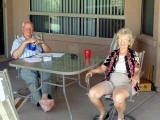 Bill and Dorothy Davis on the back patio