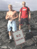Kirk and Chad where lava buried the road on Kona