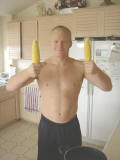 Kirk displays the bountiful harvest from the front yard