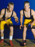 Chad and Kirk pose for wrestling pictures