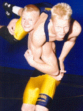 Chad and Kirk pose for wrestling pictures