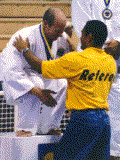 Rickson Gracie at his tournament awarding Willy a medal 