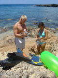 Kirk and Melanie at Shark's Cove on Oahu' North Shore